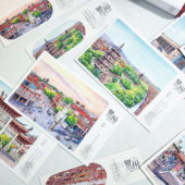 泉州手绘风景明信片创意旅游纪念品特色景点文创西街东西塔小礼物