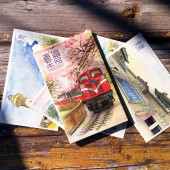 台湾台北故宫垦丁阿里山日月潭特色景点旅游纪念品风景手绘明信片