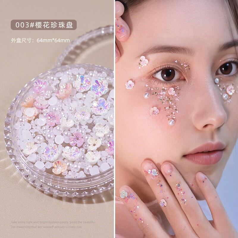 脸上贴面饰品新娘眼妆亮钻泪钻珍珠镂空金属蝴蝶脸部装饰贴片化妆