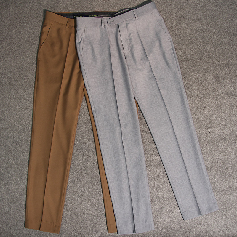 新品 西裤卡其色量身婚礼黑色涤纶休闲薄款 男裤纯色浅灰私人定制