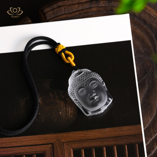 天然白水晶释迦摩尼佛头吊坠本命年男阿弥陀佛项链佛系饰品女挂件