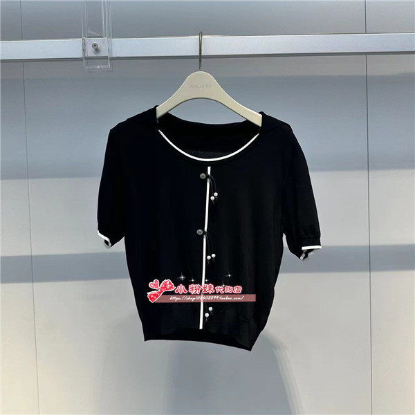 A1EEE2357女装2024夏国风撞边线套衫A1EEE235789