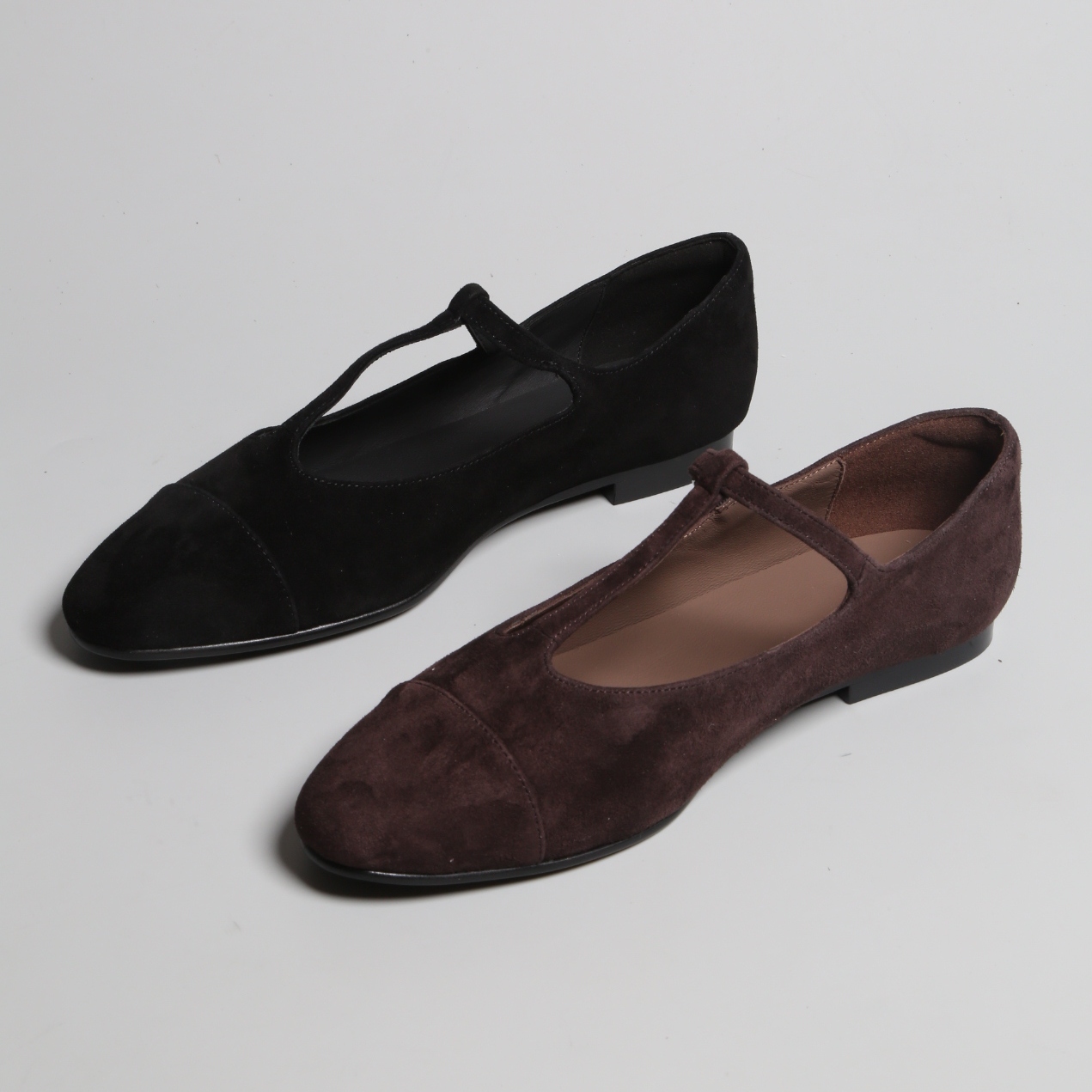 羊磨砂皮内羊皮女鞋子单鞋平底鞋