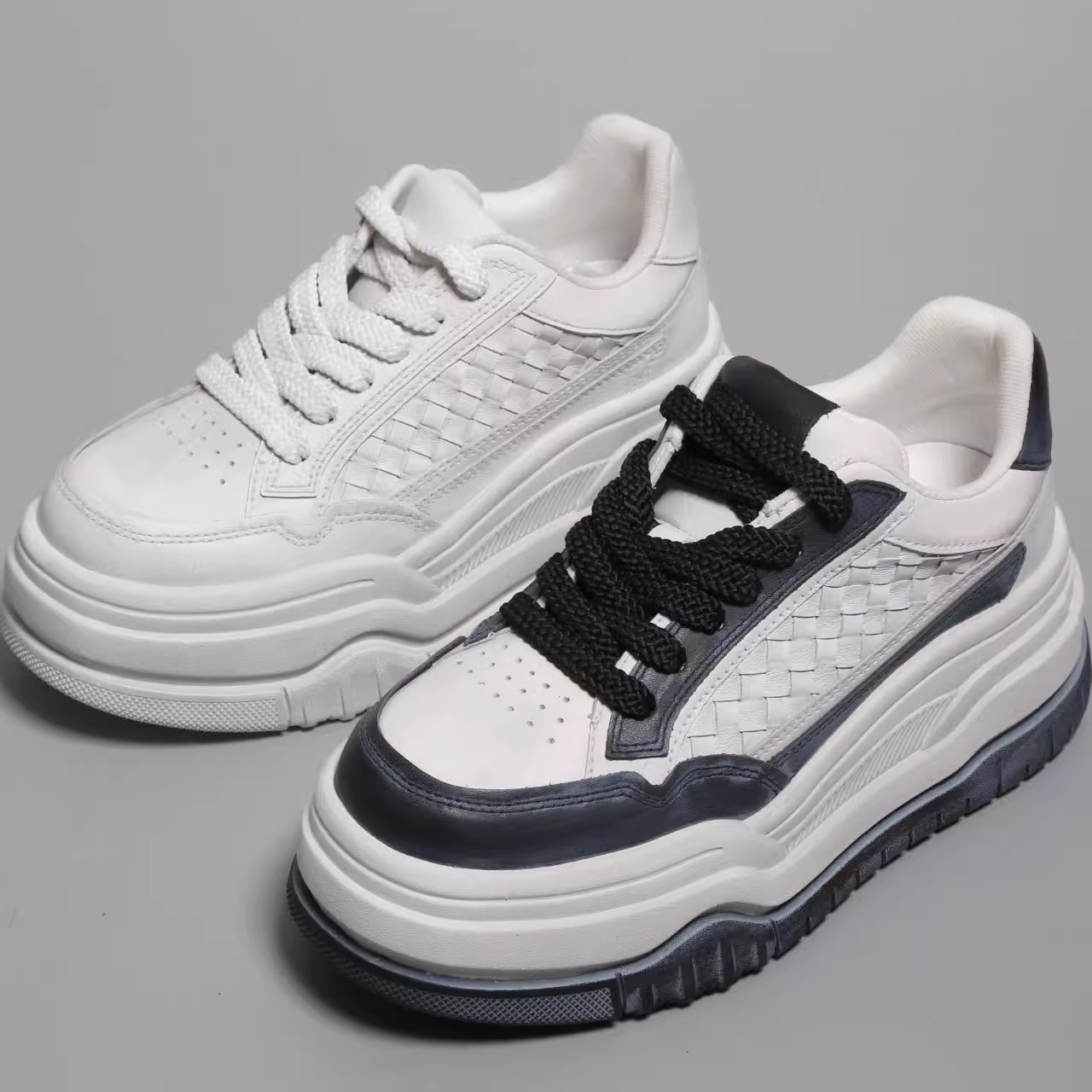 巴黎 台版纯手工编织舒服不重系带牛皮面女运动鞋休闲鞋波鞋板鞋