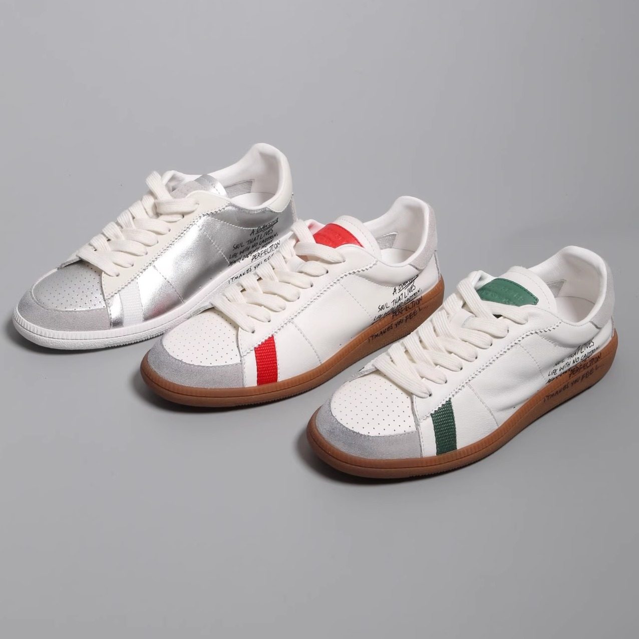 巴黎 透气流行舒服不重系带防滑鞋底羊胎皮女运动鞋休闲鞋板鞋