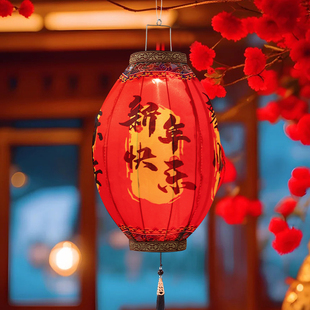 2026新款灯笼过年户外太阳能红挂饰古镇景区古风中式防水宫灯装饰