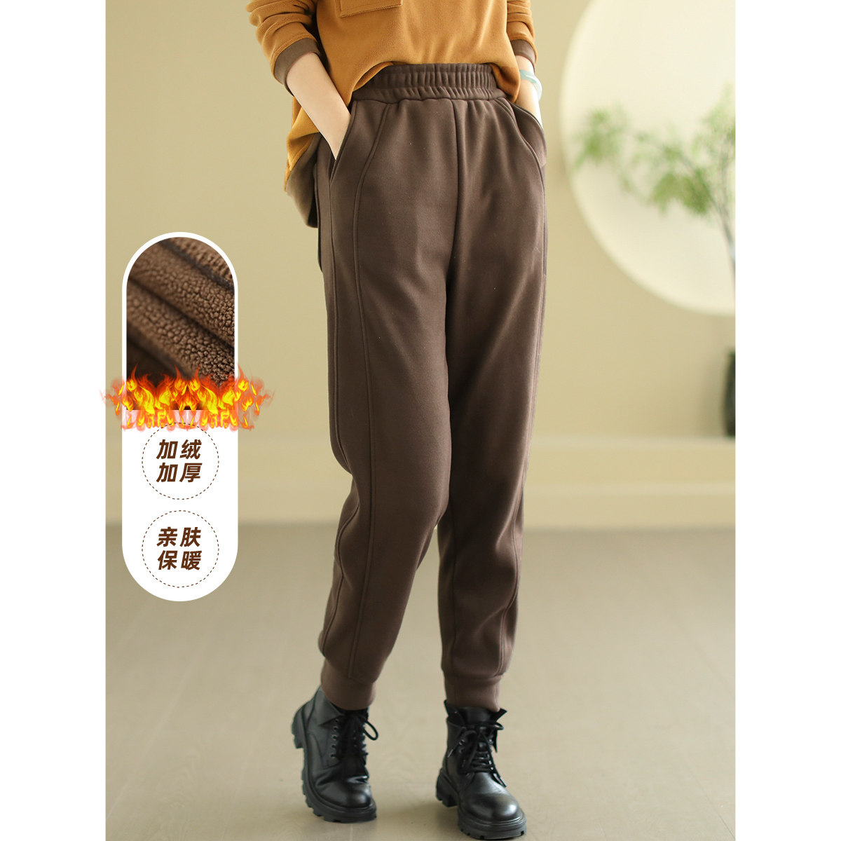 代勒原创冬装新款奥利绒加厚休闲裤女宽松紧腰萝卜裤纯色哈伦裤,女装/女士精品,休闲裤,淘宝优惠券,粉丝福利购,淘宝优惠卷