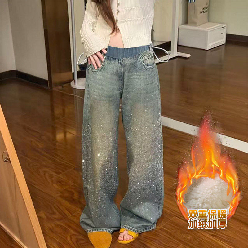 孕妇裤子2025新款秋冬季孕期穿搭重工满天星烫钻牛仔裤宽松阔腿裤,孕妇装/孕产妇用品/营养,孕妇休闲裤,淘宝优惠券,粉丝福利购,淘宝优惠卷