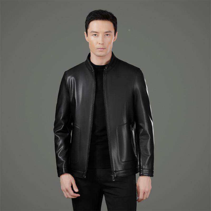 春秋款8065-KJ海宁式绵羊皮皮衣立领修身商务休闲冬男夹克爸爸装,男装,皮衣,淘宝优惠券,粉丝福利购,淘宝优惠卷