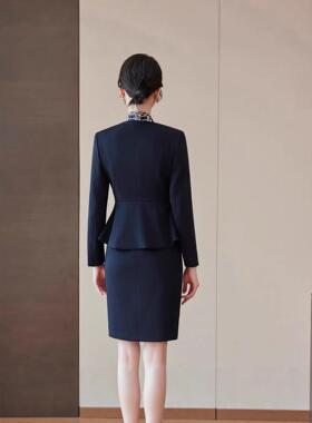 红色西装套GY9334+2装女职业装裤裙子两件套境装跨贸易秋冬通季新