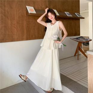 裙套 休闲年减半龄搭舒适又亲肤松显宽瘦米色无袖 套装 B128FN25女装