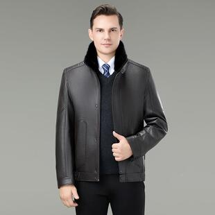 毛领羽绒服内胆夹皮休克商务闲保外暖皮草套 667季 男士 皮衣冬2606