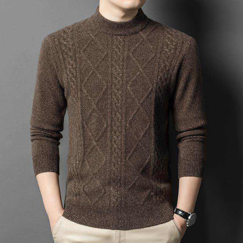 秋24063-YA冬加休厚男士圆领羊毛衫中绒年扭织花毛衣羊衫闲针打底,男装,羊绒套衫,淘宝优惠券,粉丝福利购,淘宝优惠卷
