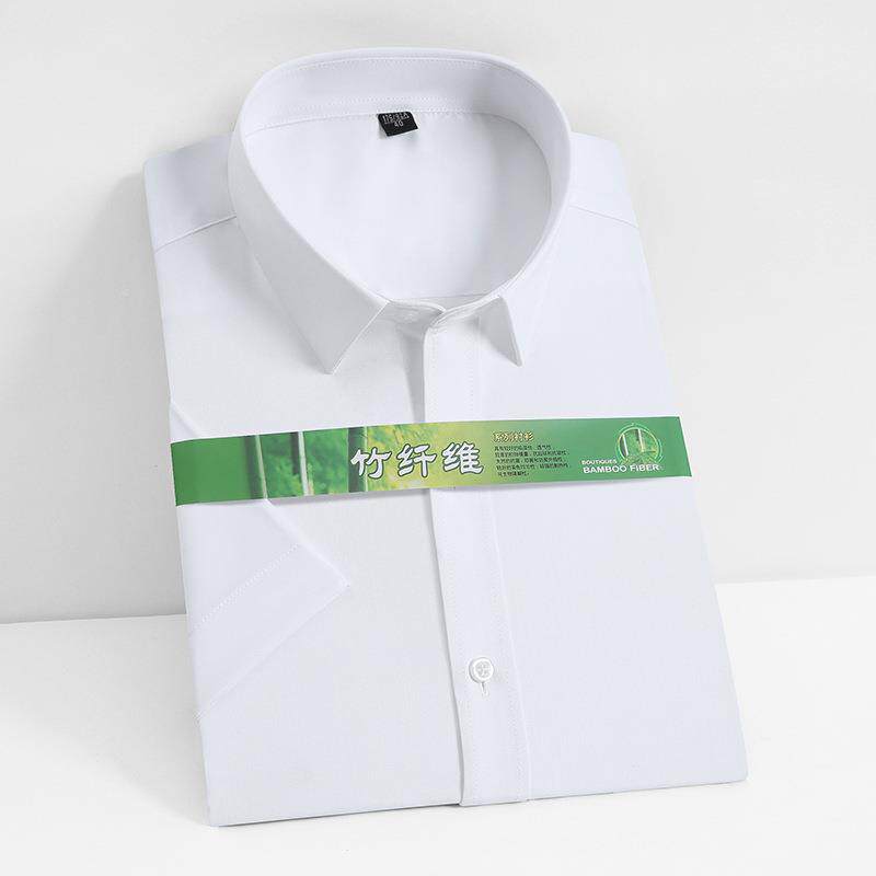 高品质竹纤维衬短袖衫男式弹力抗8870皱免烫职装休服闲亲肤工业作