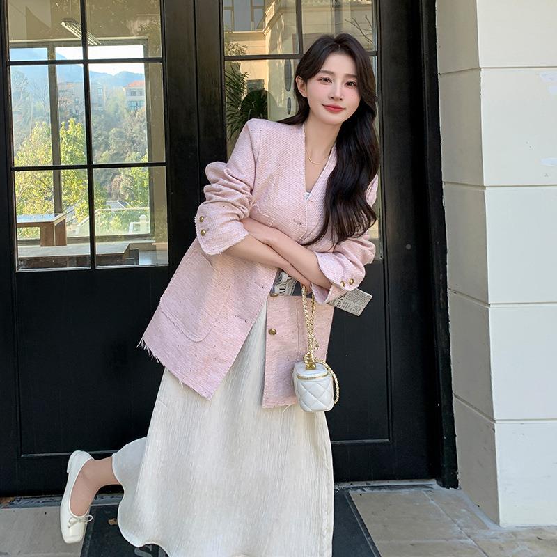 年春秋季新款减龄百B122AFN1搭舒适亲肤质提品亮又升片小香风西装