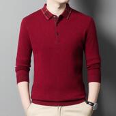 毛 羊毛衫 3009 秋爸冬新款 时尚 V中老年男式 休翻领季 厚款 长闲袖 爸装