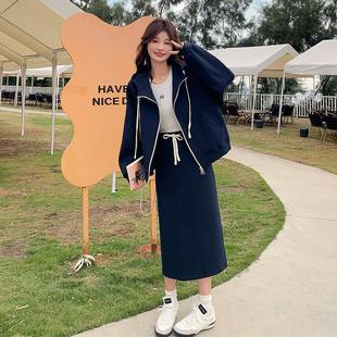 龄提升品质帽慵懒连卫衣半裙套装 套装 年款 春秋装 新女B157FN88减装