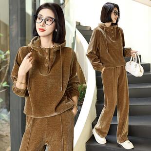 休尚闲件套装女春87662478装新款潮时洋时髦减龄显瘦卫衣两气套