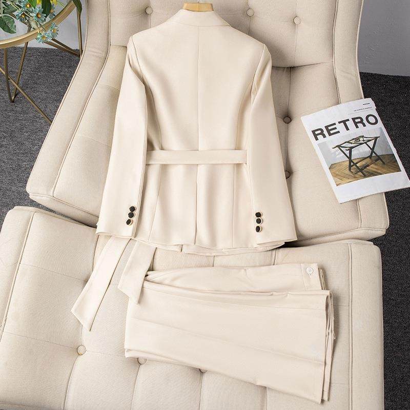 深蓝色长件袖修显YKZ6105瘦身小西勤装领外套女裤子两套装秋冬季,女装/女士精品,职业女裤套装,淘宝优惠券,粉丝福利购,淘宝优惠卷