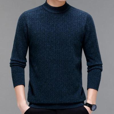 纯羊绒半高领毛衣士羊毛男中年加衫秋厚保暖9532-KK针织打底衣冬
