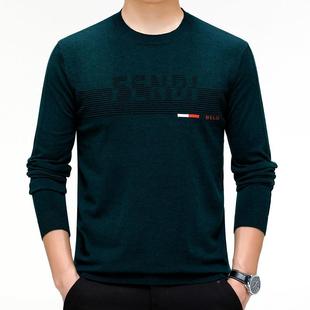 秋冬款新中男232619-T士圆领袖恤休闲羊毛针织打长底衫爸爸年装上