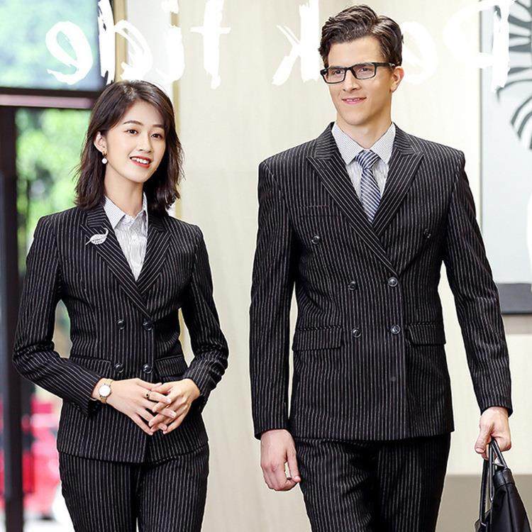 纹套装KZSLHIAH女公新款条男女同款西服套装双排室扣银行工厂办工,女装/女士精品,职业女裤套装,淘宝优惠券,粉丝福利购,淘宝优惠卷