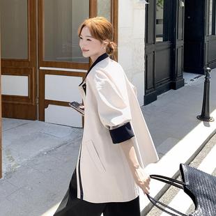 秋新款 风中衣外套装 高级感休闲宽松上 97款 韩女系撞色拼接长B128A