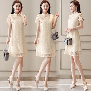 连衣裙女子年刺绣新个款 旗袍裙 气fnHRYZ56质新典雅显瘦高腰薄中式