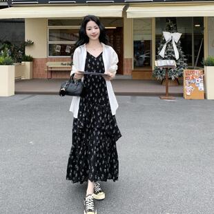 件套裙夏连季新款松外套洋宽气碎花AG2612-0吊带长裙两套衣裙
