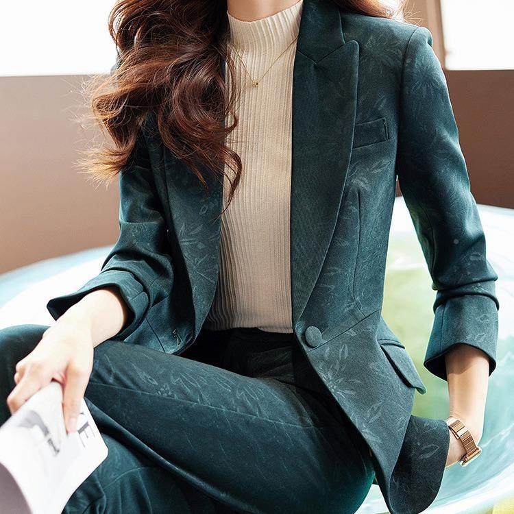 跨境年绿色装西AL730812装套持装女高级气质职业装主人正工作服西,女装/女士精品,职业女裤套装,淘宝优惠券,粉丝福利购,淘宝优惠卷