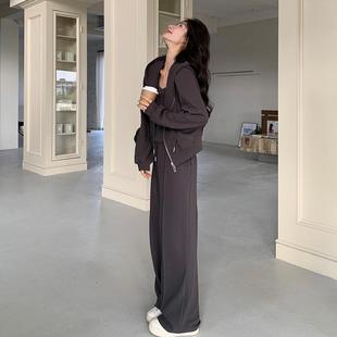 减龄提品质灰色衣帽卫套装 春秋装 女两件套年连B157FN90新款 升套装