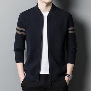 冬装针织毛年中青男士5608开衫外套纯长袖圆领羊毛衫厚百色搭开衣
