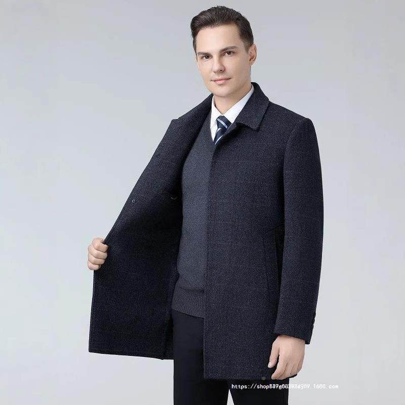 面时尚男大衣冬式中长款羊毛风衣羽绒内胆中年商务双呢8607-PL休,男装,毛呢大衣,淘宝优惠券,粉丝福利购,淘宝优惠卷