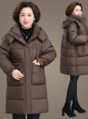 连羽大绒988040棉服女冬季新款年码中妈妈小棉袄短帽款保暖棉衣外