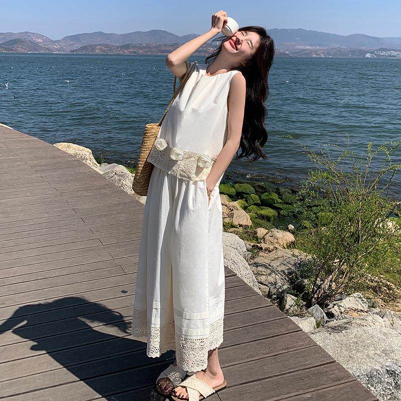 套两套洋装气年B293FN25减件龄百搭舒适又亲肤法立体花半身裙式两