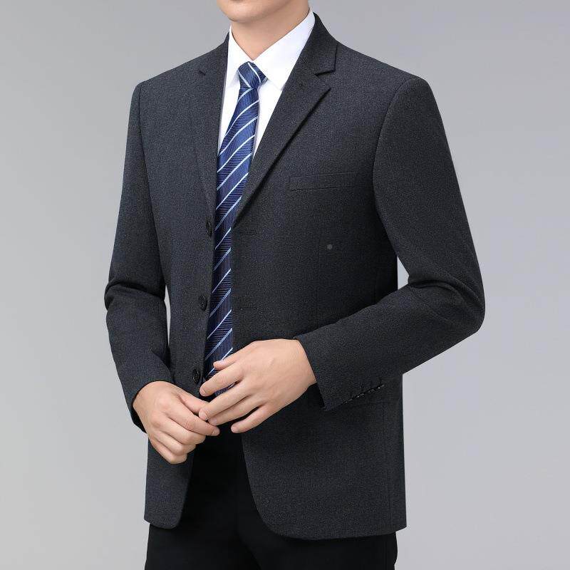 冬季爸4613商务休闲西装服男中年爸装秋高档羊毛西三粒扣毛料单件