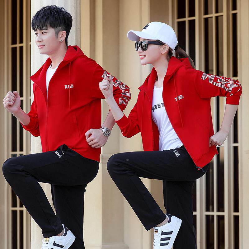 情侣运动韩套装春男女秋季新款版连帽卫衣秋89404154装休运动闲服