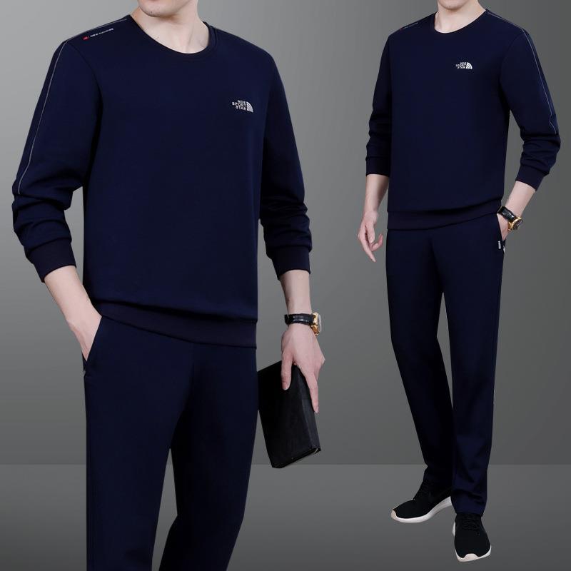 中老年男装领爸73347786爸大码长恤袖运动服装春秋圆中年男士运套