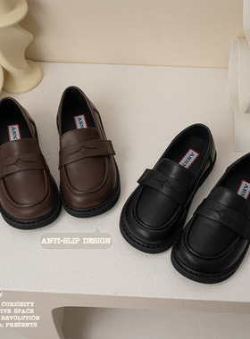 儿童乐福鞋cbc童鞋春秋女童玛丽珍小皮鞋软底魔术贴学院风JK皮鞋