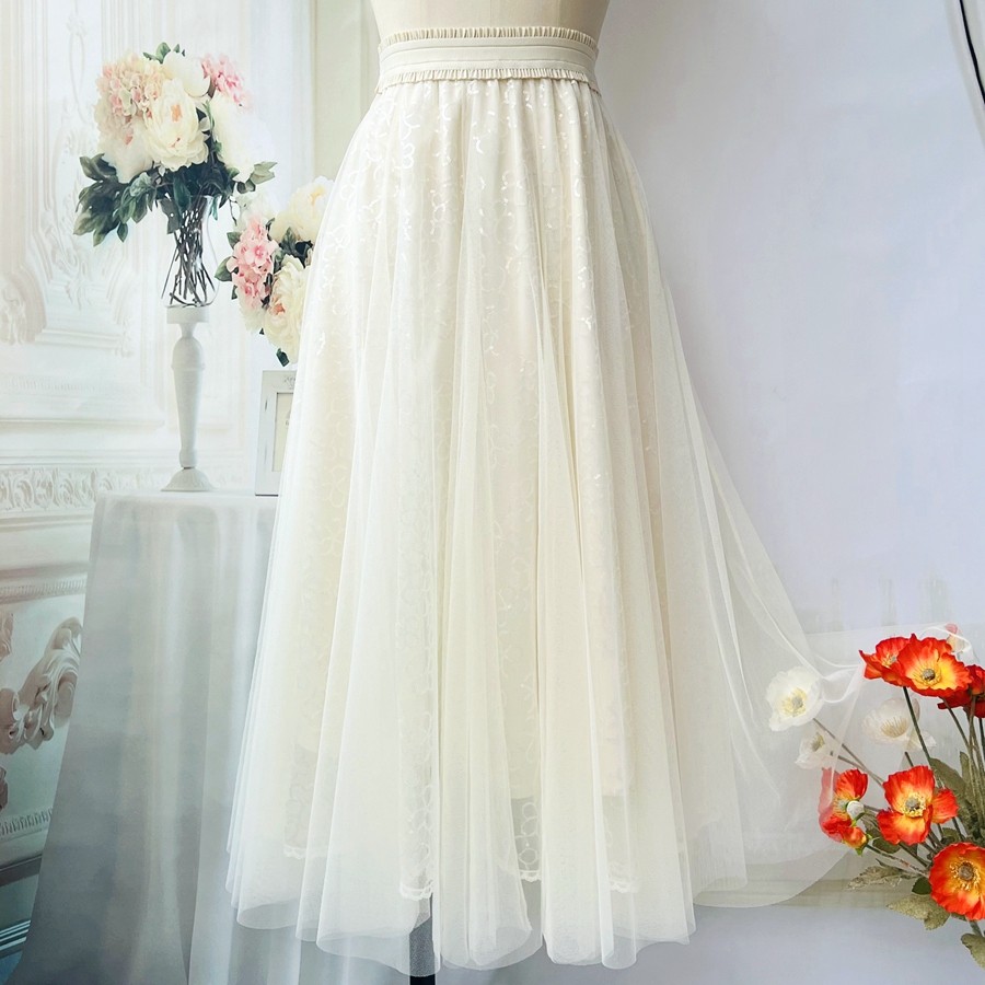 杏色半身裙女梦幻亮片绣花显瘦遮胯梨型身材高级感网纱中长裙,女装/女士精品,半身裙,淘宝优惠券,粉丝福利购,淘宝优惠卷