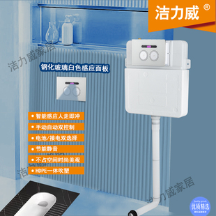 隐藏嵌入墙蹲便器自动冲水箱 洁力威卫浴高端自动感应手动两用暗装