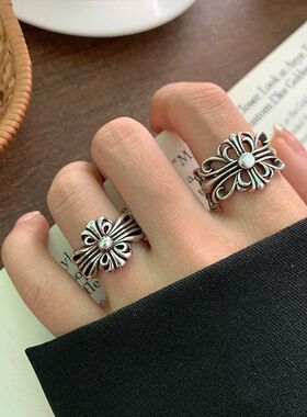 岚芷 925纯银戒指个性朋克夸张设计感饰品嘻哈开口戒指不掉色小众