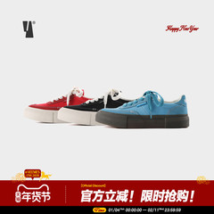 VEEMES夏季新款240B红色情侣款经典帆布鞋 休闲运动黑色男鞋女鞋