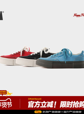 VEEMES夏季新款240B红色情侣款经典帆布鞋 休闲运动黑色男鞋女鞋