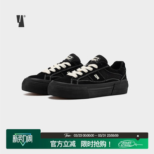 男女黑武士 潮牌休闲板鞋 VEEMES复古街头滑板鞋 黑色反毛皮情侣款