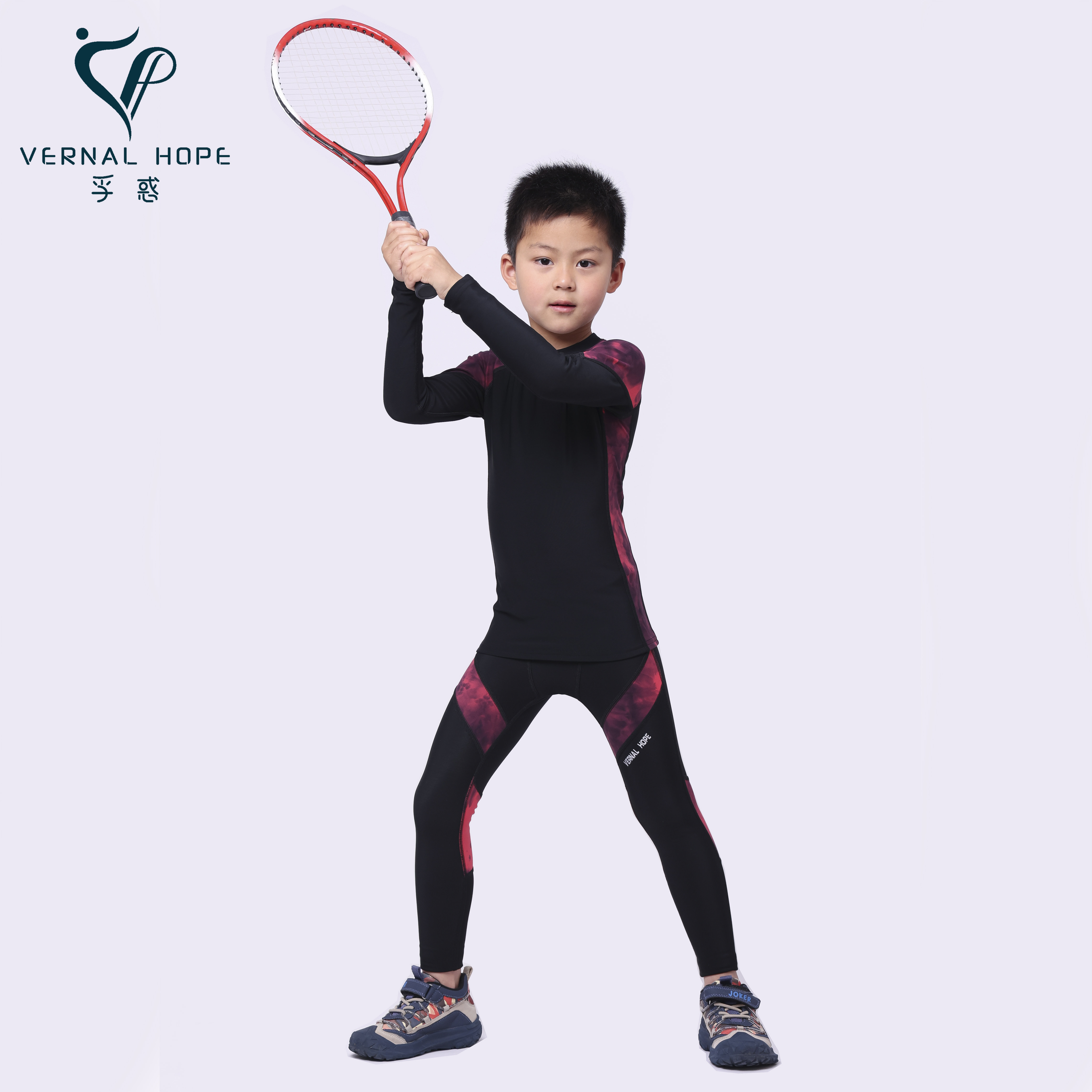 儿童运动紧身衣健身服男童速干弹力篮球轮滑速干薄款长袖套装夏