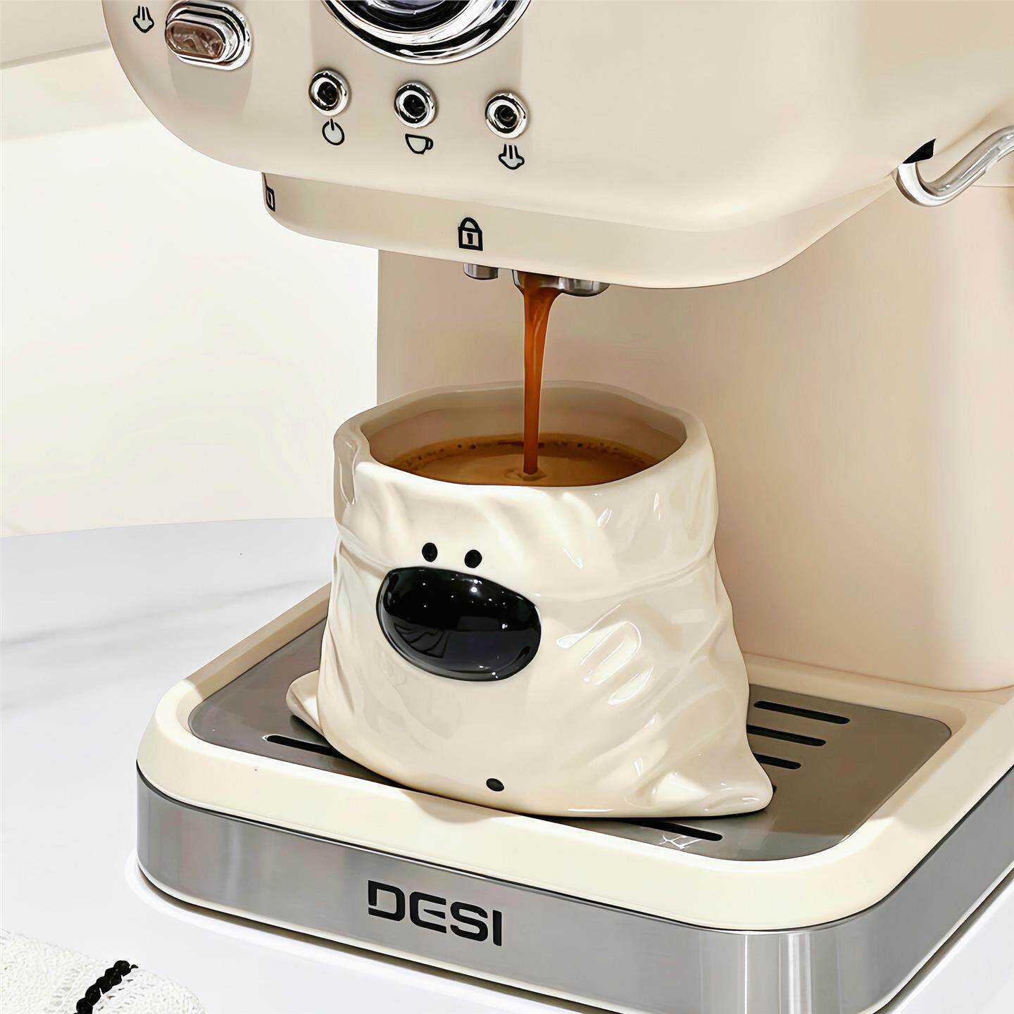 可爱布袋小狗咖啡杯手握杯马克杯子陶瓷家用高颜值餐具办公拿铁杯
