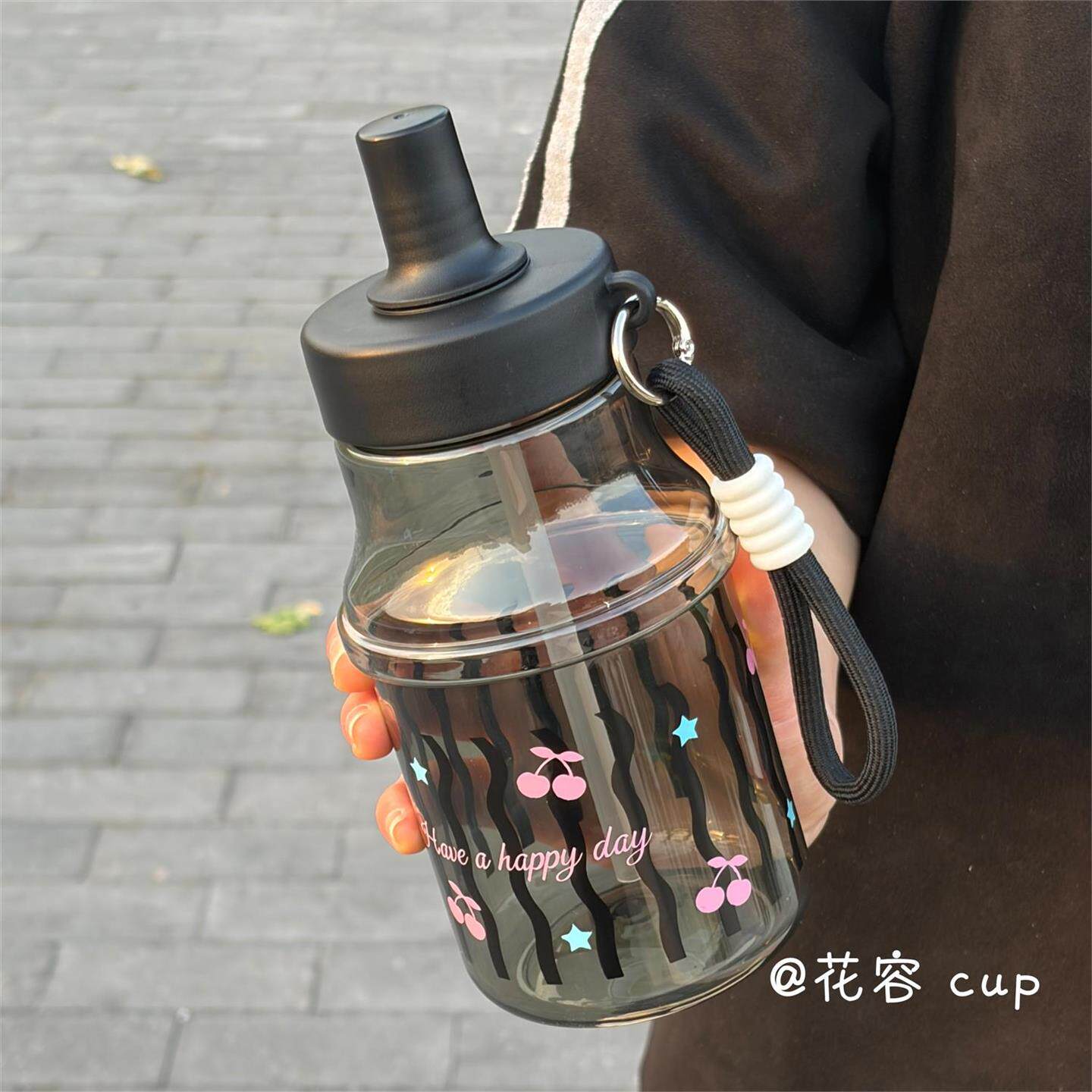 ins塑料水杯女生高颜值学生上学专用吸管杯子随行便携夏日大容量