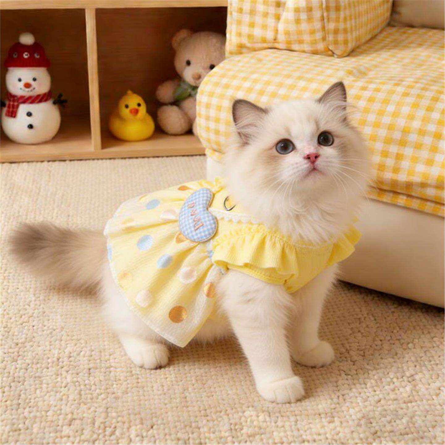 可爱小猫咪狗狗防掉毛洋派衣服春夏薄款布偶猫背心宠物公主小裙子