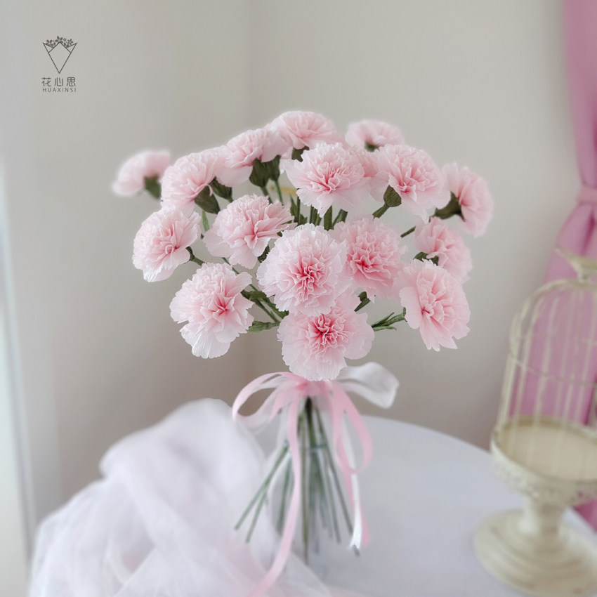 花心思纸艺 皱纹纸康乃馨diy材料包手工花束 手工纸花diy材料包